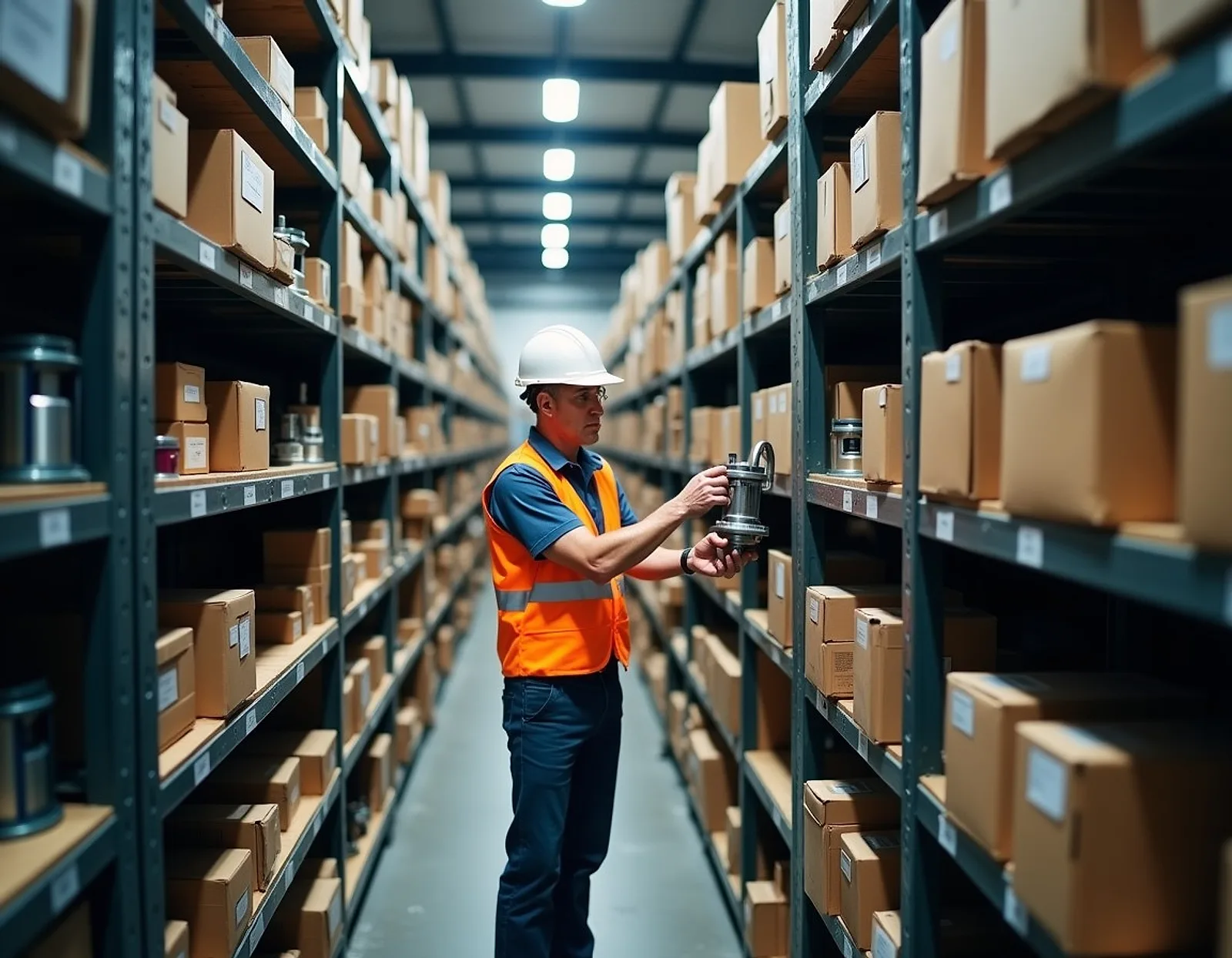 Spares warehouse shelves